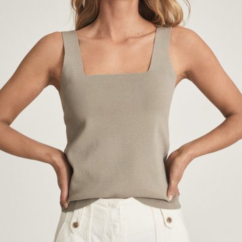 Reiss Devon Square Neck Top in Sage